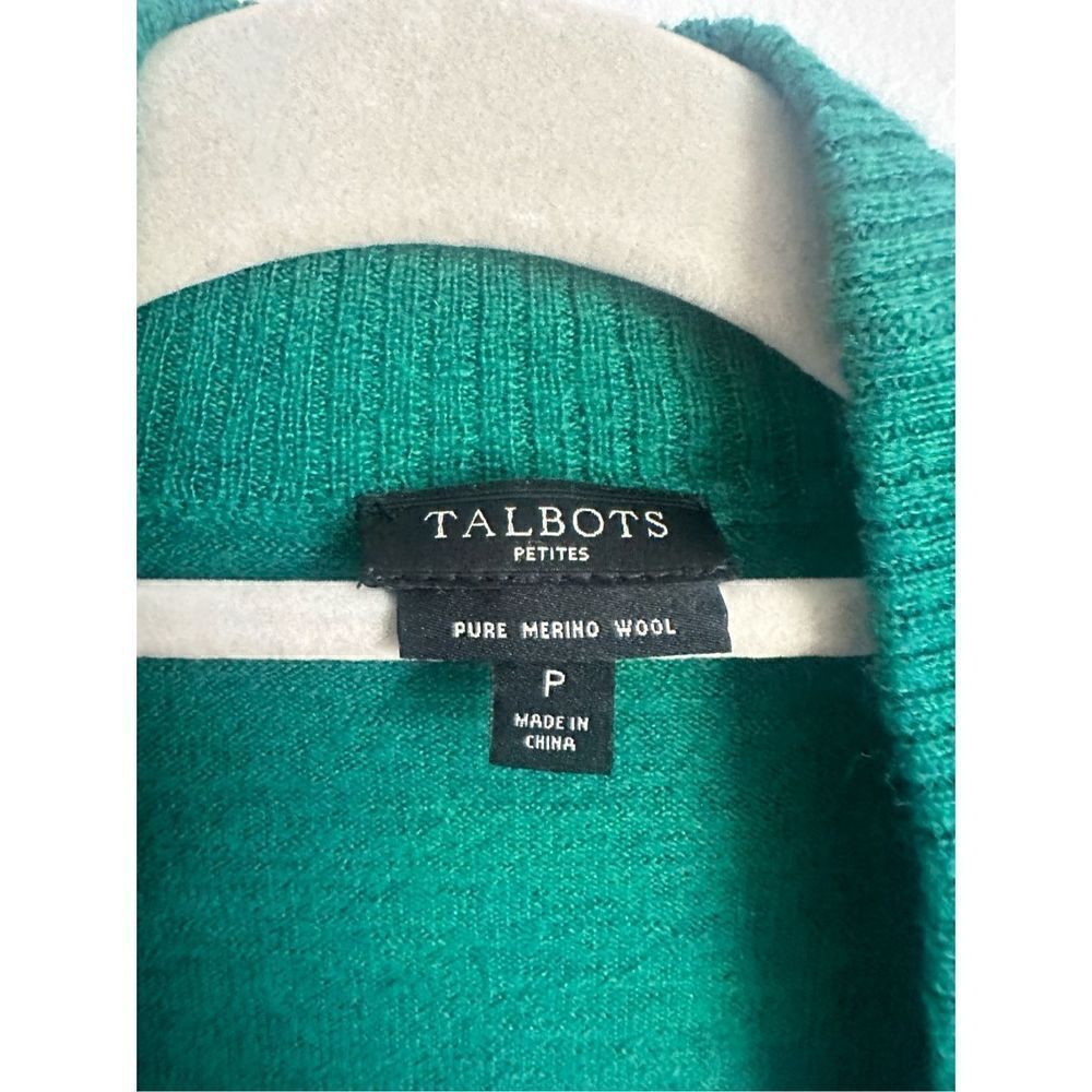 Talbots‎ Green Pure Merino Wool Knit Long Sleeve Open Cardigan - Picture 6 of 8